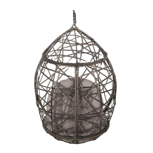 English Elm Marlin Wicker Hanging Egg Chair Teardrop Cocoon Seat for Patio or Sunroom 54672.00BSKGRY-62075.00HNGBLK