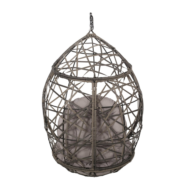 English Elm Marlin Wicker Hanging Egg Chair Teardrop Cocoon Seat for Patio or Sunroom 54672.00BSKGRY-62075.00HNGBLK