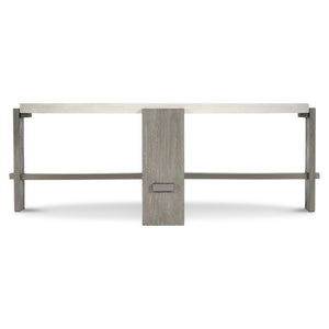 Bernhardt Bernhardt Foundations Cocktail Table With Two-Tone Cerused Acacia, Brushed Steel Accents, Soft-Close Drawers And Rustic Modern Flair Linen 49"W x 49"D x 17"H 306015