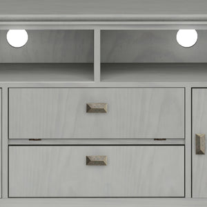 English Elm Artisan 72" Tv Media Stand In Fog Grey - Handcrafted Solid Wood With Ample Storage & Stylish Design B136P158423