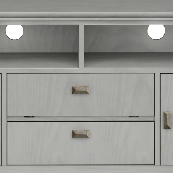 English Elm Artisan 72" Tv Media Stand In Fog Grey - Handcrafted Solid Wood With Ample Storage & Stylish Design B136P158423