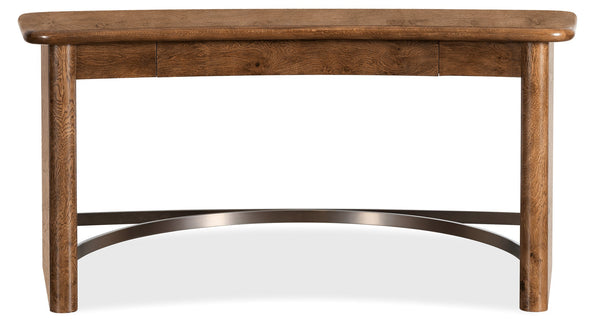 Hooker Furniture Melange Romano Oak Bow Front Writing Desk with Bronze Stretcher for Home Office 628-10009-82