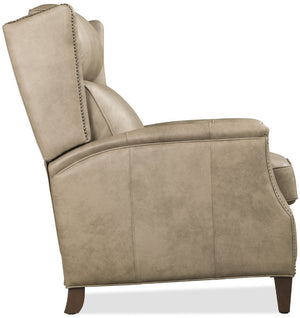 Hooker Furniture Lansing Semi-Aniline Leather Power Recliner With Power Headrest, Usb Charging, Nailhead Trim Beige RC823-PH-083