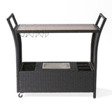 Christopher Knight Home® - Noble House - Bahama Outdoor Wicker Bar Cart with Tempered Glass Top