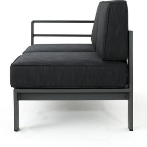 English Elm Cape Coral Outdoor Sectional Sofa Set with Aluminum Frame and Glass Top Coffee Table 57589.00GRY
