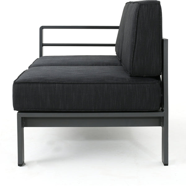 English Elm Cape Coral Outdoor Sectional Sofa Set with Aluminum Frame and Glass Top Coffee Table 57589.00GRY