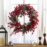 Christopher Knight Home® - Noble House - Nolta 29" Eucalyptus Artificial Wreath with Berries, Green and Red