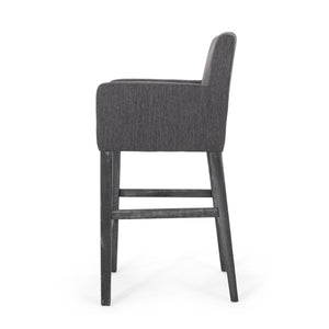 English Elm Upholstered Counter Stools Set of Two with Armrests Rubberwood Base Kitchen Island 71253.00CHAR-2
