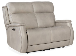 Hooker Furniture Rhea Sahara Ash Zero-Gravity Power Recline Loveseat With Power Headrests, Usb & Nailhead Trim Light Gray SS703-PHZ2-091
