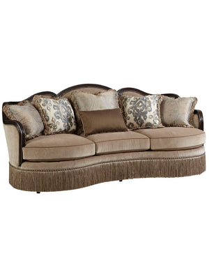 A.R.T. Furniture Giovanna Azure Sofa – Luxurious European-inspired Design With Exquisite Down-blend Pillows & Trim Brown, Gray Material, Fabric 509501-5527ab