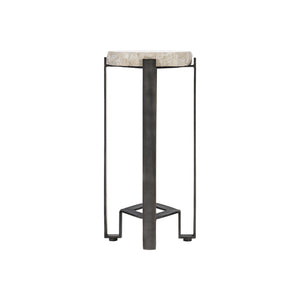Bernhardt Bernhardt Sayers Oval Accent Table With Travertine Top & Oil-Rubbed Bronze Steel Base, 22"H 414112