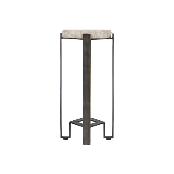Bernhardt Bernhardt Sayers Oval Accent Table With Travertine Top & Oil-Rubbed Bronze Steel Base, 22"H 414112
