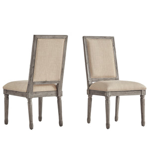 Homelegance By Top-Line Mayer Rectangular Linen and Wood Dining Chairs (Set of 2) Beige Rubberwood