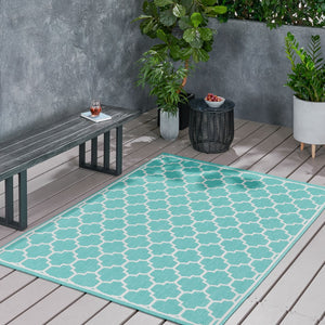 Christopher Knight Home® - Noble House - Eupora 5'3" X 7' Indoor Area Rug, Teal and Ivory