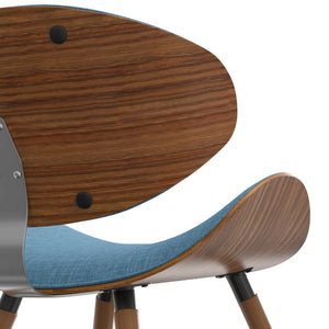 English Elm Marana Dining Chair - Mid-Century Modern Design In Rich Blue Upholstery With Walnut Frame B136P158912