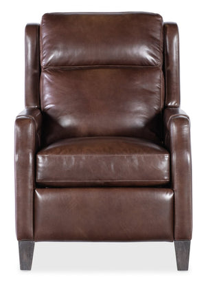 Hooker Furniture Nelson Dark Roast Leather Power Recliner W/Usb, Power Headrest, Bustle Back & Tapered Wood Legs RC818-PH-089