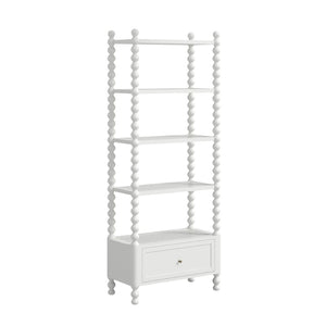 A.R.T. Furniture Haven Etagere: Vintage-Inspired Storage Shelf with Spindle Sides, Drawer, and Modern White Finish 339400-2367