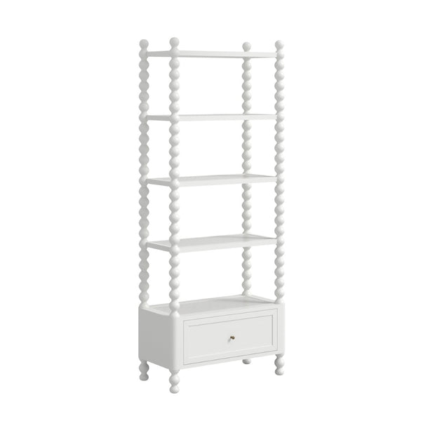 A.R.T. Furniture Haven Etagere: Vintage-Inspired Storage Shelf with Spindle Sides, Drawer, and Modern White Finish 339400-2367