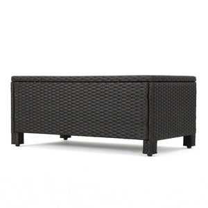 English Elm Puerta 4 Piece Outdoor Patio Set Pe Wicker Rattan with Iron Frame Cushioned Seating 52978.00DBRN