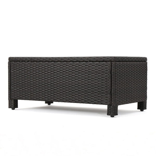English Elm Puerta 4 Piece Outdoor Patio Set Pe Wicker Rattan with Iron Frame Cushioned Seating 52978.00DBRN