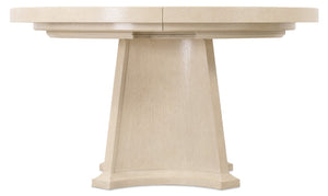 Hooker Furniture Westwood Polished Limestone Round Dining Table With 20" Leaf — Pedestal Base, Modern Oak Veneer 6133-75221-80