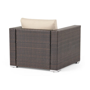 English Elm Christopher Knight Home® - SANTA SANTA ROSA CLUB CHAIR KD — Weatherproof Faux Rattan, Aluminum Frame, Water‑Resistant Cushion Comfort Multi 57470.00ALUMBRN