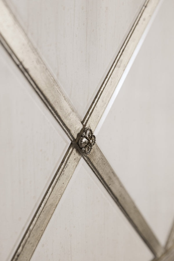 Hooker Furniture Sanctuary French Moderne King Panel Bed With Adjustable Headboard, Le Sable Finish & Diamond Fretwork 5875-90366-95