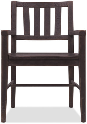 Hooker Furniture Driftwood Rustic Splatback Arm Chair With Solid Oak Frame, Buckboard Finish For Farmhouse Dining Blacks 6820-75301-99