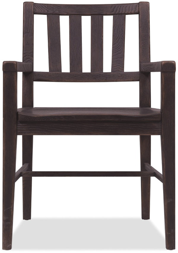 Hooker Furniture Driftwood Rustic Splatback Arm Chair With Solid Oak Frame, Buckboard Finish For Farmhouse Dining Blacks 6820-75301-99