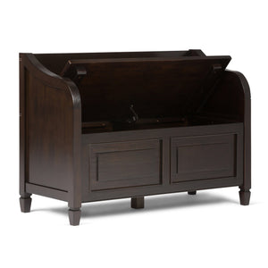 English Elm Connaught Entryway Storage Bench - Handcrafted Dark Chestnut Brown With Safety Hinges & Style B136P158130