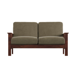 Homelegance By Top-Line Parcell Mission-Style Wood Loveseat Green Rubberwood