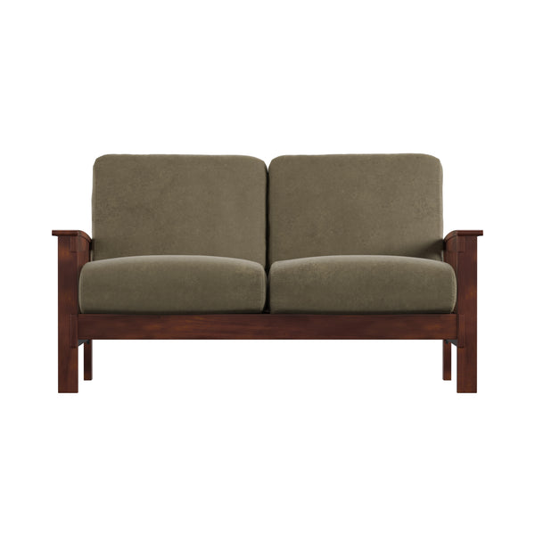 Homelegance By Top-Line Parcell Mission-Style Wood Loveseat Green Rubberwood