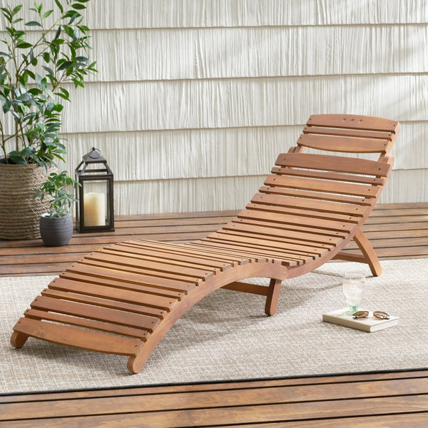 English Elm Christopher Knight Home® - LAHAINA Acacia Wood Foldable Chaise Lounge for Patio & Poolside — Weather-Resistant, Portable Comfort Brown 38.5 L x 24.75 W x 8.5 H 57076.00