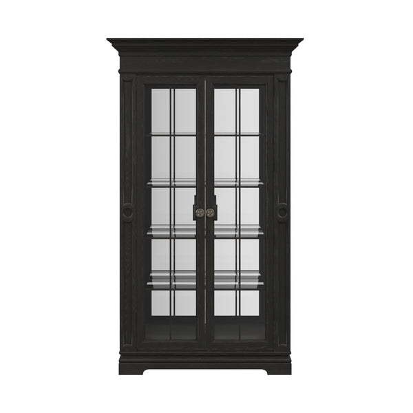Atrium China Cabinet with LED Lighting, Adjustable Glass Shelves & Elegant Crown Molding Design