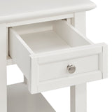 Homelegance By Top-Line Cerie 1-Drawer Side Table with Charging Station White Wood