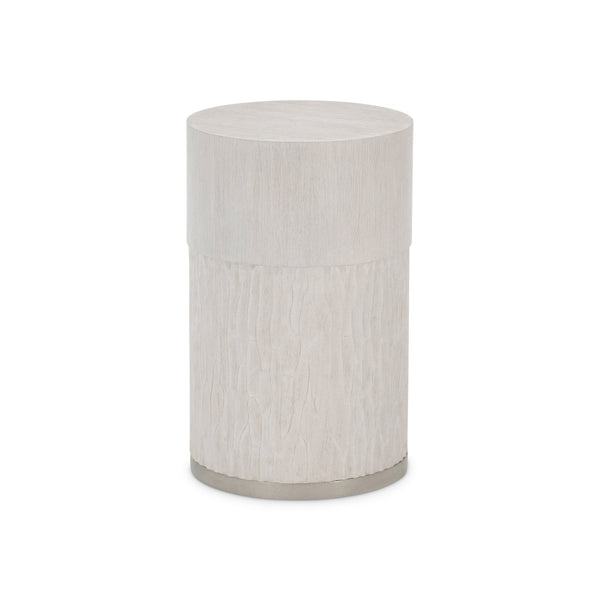 Bernhardt Bernhardt Solaria Wood Top Accent Table With Chiseled Resin Base, Weathered Bone Finish, 21" Height 310123