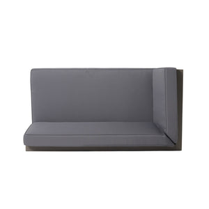 English Elm Brava Acacia Wood Outdoor Modular Sofa Set Mid-century Slatted Cross-back Patio Seating 57967-8-64489DGY-64496GRY