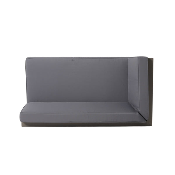 English Elm Brava Acacia Corner Bench Set with Coffee Table Outdoor Cross-back Slatted Design 57967.00DGY-64496.00GRY