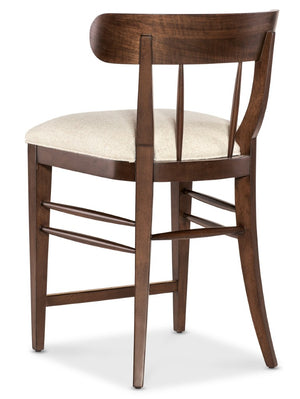 Hooker Furniture Archives Counter Stool With Curate Wheat Upholstery, Walnut Curved Back, Performance Fabric Trimmed Elegance 6123-75350-89