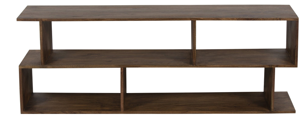 Porter Designs Porter Portola Solid Acacia Wood Tv Stand - Unique Mid-century Design With Asymmetric Storage Brown Wood 05-108-10-1255