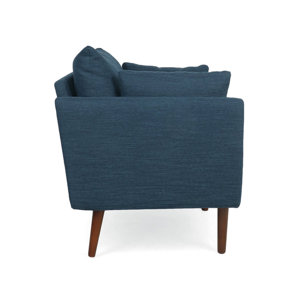 English Elm Christopher Knight Home® - CLUB Club Chair Upholstered Fabric Accent Chair with Walnut Birch Legs, Modern Sophisticated Seating Appeal Navy Blue 30.25 L x 25.75 W x 21 H 71573.00NBLU
