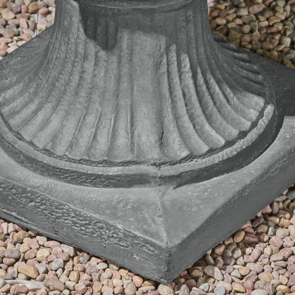 English Elm Mgo Roman Urn Planter Faux Stone Botanical Relief Pedestal Base Outdoor Patio 63402.00GRY