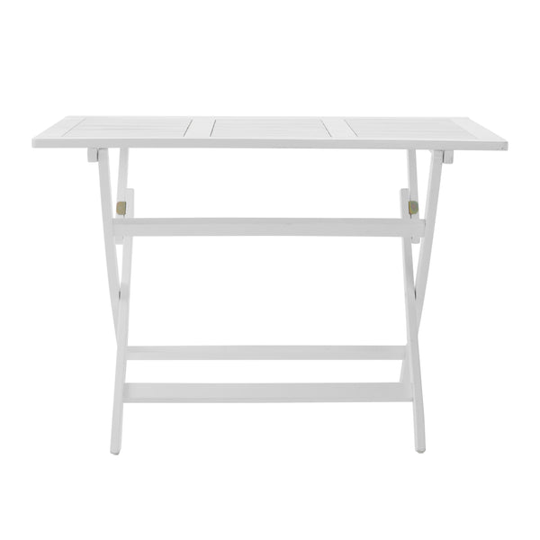 English Elm Positano Solid Acacia Outdoor Folding Table with Slatted Top for Patio or Deck 59327.00WHI