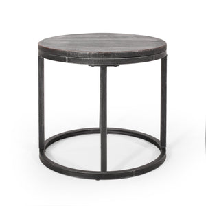 English Elm Christopher Knight Home® - COFFEE Modern Industrial Nesting Table Set — Wire‑Brushed Firwood Tops with Sturdy Iron Frame Durable Style Black+Silver 67141.00