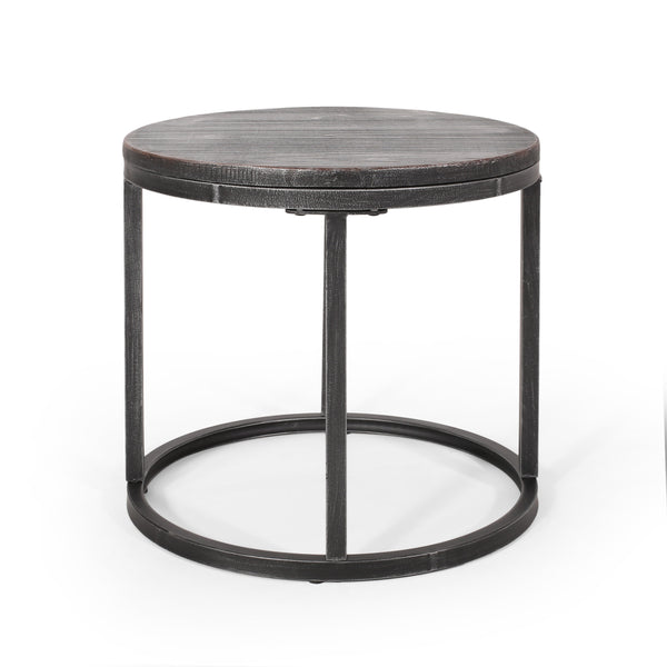 English Elm Christopher Knight Home® - COFFEE Modern Industrial Nesting Table Set — Wire‑Brushed Firwood Tops with Sturdy Iron Frame Durable Style Black+Silver 67141.00