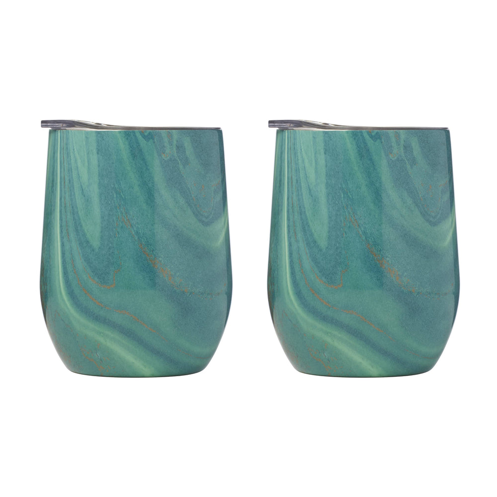 Lenox Cambridge 12 Oz Green Geo Insulated Wine Tumblers, Set of 2 NO COLOR METAL ECW12GNCB2DS