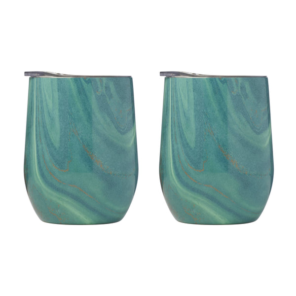 Lenox Cambridge 12 Oz Green Geo Insulated Wine Tumblers, Set of 2 NO COLOR METAL ECW12GNCB2DS