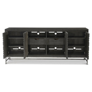 Bernhardt Bernhardt Tribeca Entertainment Credenza With Raised Geometric Front, Dark Tadon Finish & Cable Management 333880