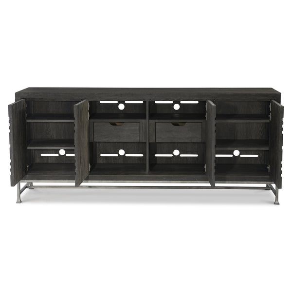 Bernhardt Bernhardt Tribeca Entertainment Credenza With Raised Geometric Front, Dark Tadon Finish & Cable Management 333880