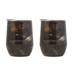 Lenox Cambridge 12 Oz Black Geo Insulated Wine Tumblers, Set of 2 NO COLOR METAL E9514BKCB2DS